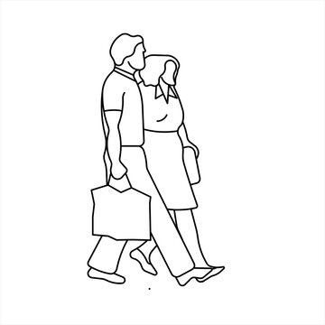 Vector Design Of Sketch Of A Husband And Wife Coming Home From Work