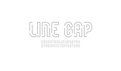 Alphabet with gap, modern font from thin line