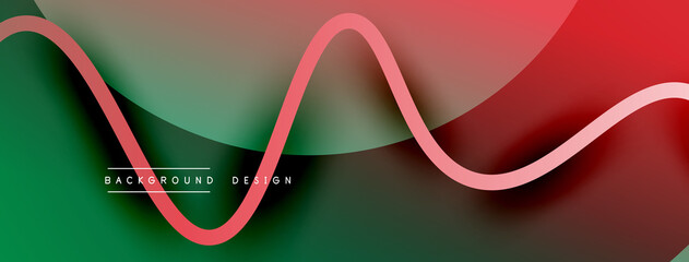 Abstract gradient background with wave line with shadow effect. Geometric composition. 3D shadow effects and fluid gradients