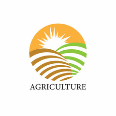farming landscape design logo vector