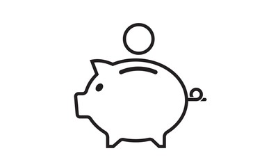 Money, piggy bank icon in outline style. Vector illustration isolated