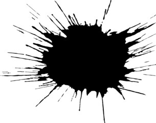 Black Ink watercolor drop on white background.