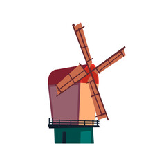 Obraz premium Retro dutch windmill in realistic style vector illustration isolated