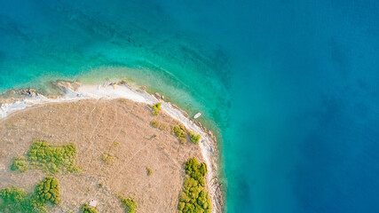 High aerial drone view of Adriatic sea scape at summertime seaso