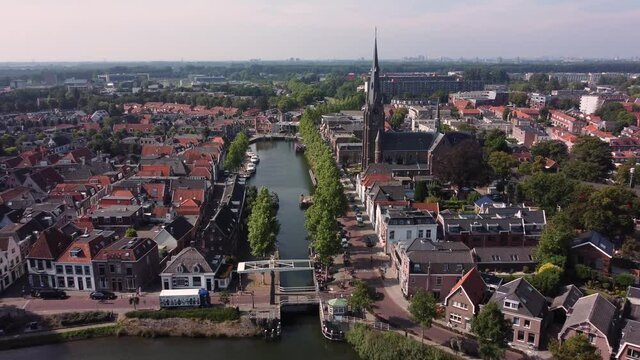 City Weesp in Holland with church aerial
