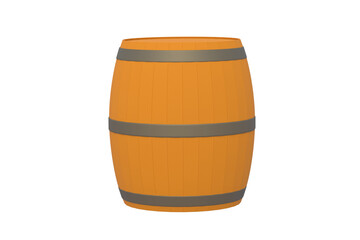 Vintage wooden barrel isolated on white background. 3d rendering
