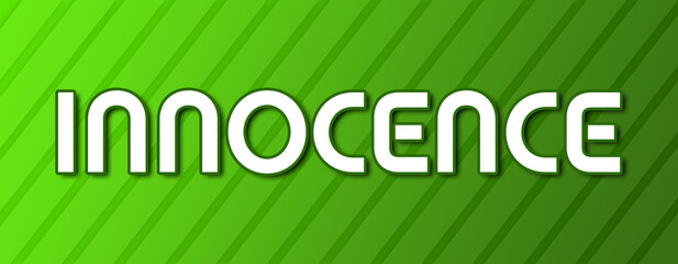 Innocence - text written on green background with abstract lines