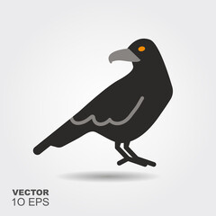Halloween Raven. Flat silhouette icon with shadow