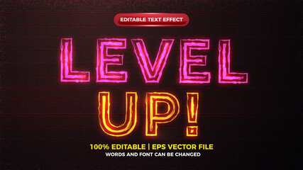 level up alert electric glow bold editable text effect