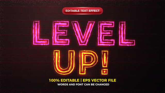 Level Up Alert Electric Glow Bold Editable Text Effect