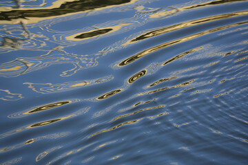 A close-up of reflections in the water