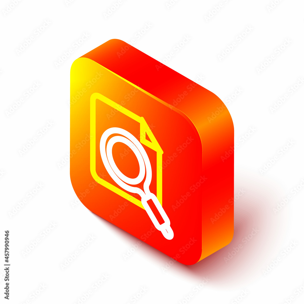 Poster isometric line search concept with folder icon isolated on white background. magnifying glass and do