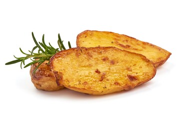 Fried Potato wedges, Fast food, isolated on a white background.
