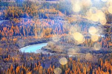 abstract landscape background autumn sun glare defocus bokeh, view sun background