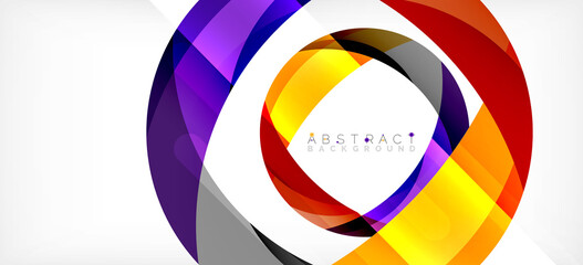 Obraz premium Geometric abstract background. Circle created with overlapping color shapes. Vector Illustration For Wallpaper, Banner, Background, Landing Page