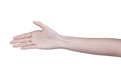 Female beautiful talent hand, arm fingernails fingers in good shape skin figure gesture, isolated