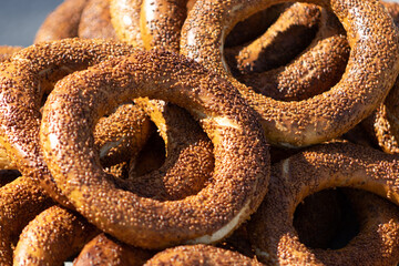Turkish bagel.Traditional Turkish bakery and street food.(simit or gevrek)