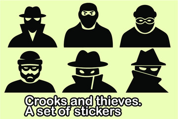 Crooks and thieves. Set. - obrazy, fototapety, plakaty