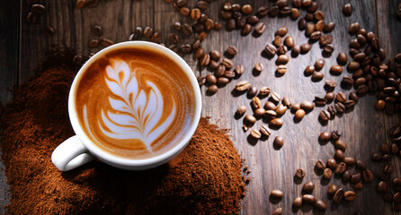 Composition with a cup of coffee