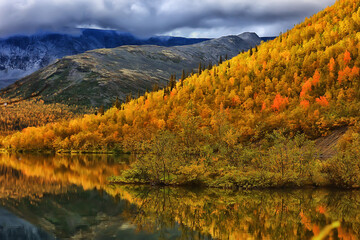 Altai mountain landscape, panorama autumn landscape background, fall nature view