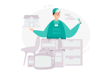 Packing services and moving house illustration concept
