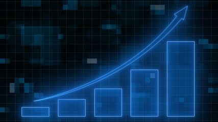 Financial graph background - abstract stock market charts on financial data view - business growth bar graph - 3D illustration