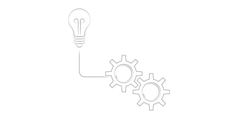 Icon of gears. Flat line style. gear idea icon. vector illustration