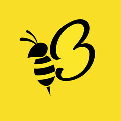 bee logo side view vector design