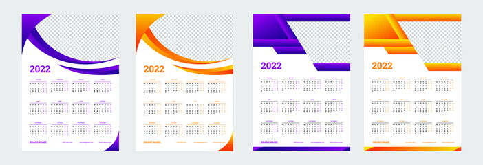 2022 calendar design vector set for template corporate design week start on Monday. New year calendar design 2022.