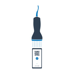 Smartphone color Barcode, qr code scanner device flat icon. Simple editable eps vector usable for web and print items.