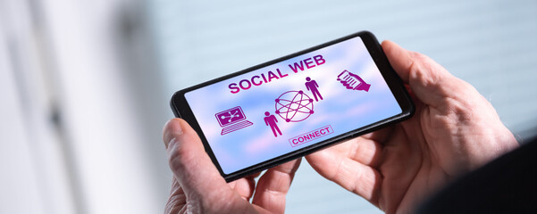 Social web concept on a smartphone