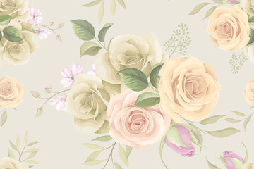 Seamless pattern design with beautiful rose flower