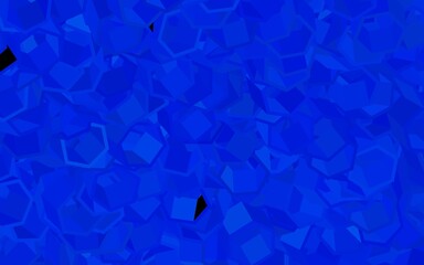 Dark BLUE vector background with hexagons.