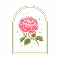 Vector feminine logo design templates in trendy linear minimal style. Peony, rose flowers and botanical leaf branch illustration. Symbols, emblem, and icons for cosmetics, beauty and handmade products