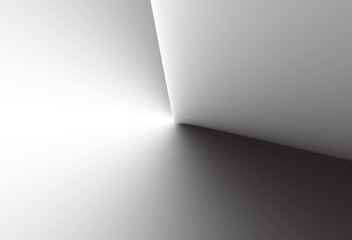 Obraz premium Abstract 3d background. Banner with minimal geometric shape. Architecture abstract element. Abstract modern 3d background. White and black banner design. Minimalist vector illustration.