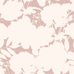 Line roses flower silhouette pattern , seamless repeatable texture wallpaper on beige background.