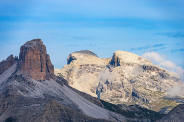Peak of Croda dei Baranci or Birkenkofel and the Cima Piatta Alta (high flat top), and Torre dei...