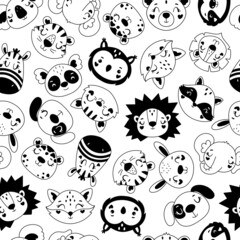 Seamless kids background with animals