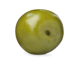 One fresh green olive isolated on white