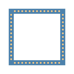 Square colorful blue frame with light bulbs. Vector Illustration