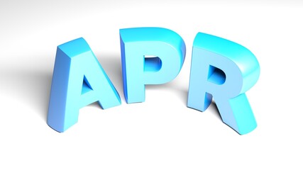 APR for APRIL blue write on white background - 3D rendering illustration