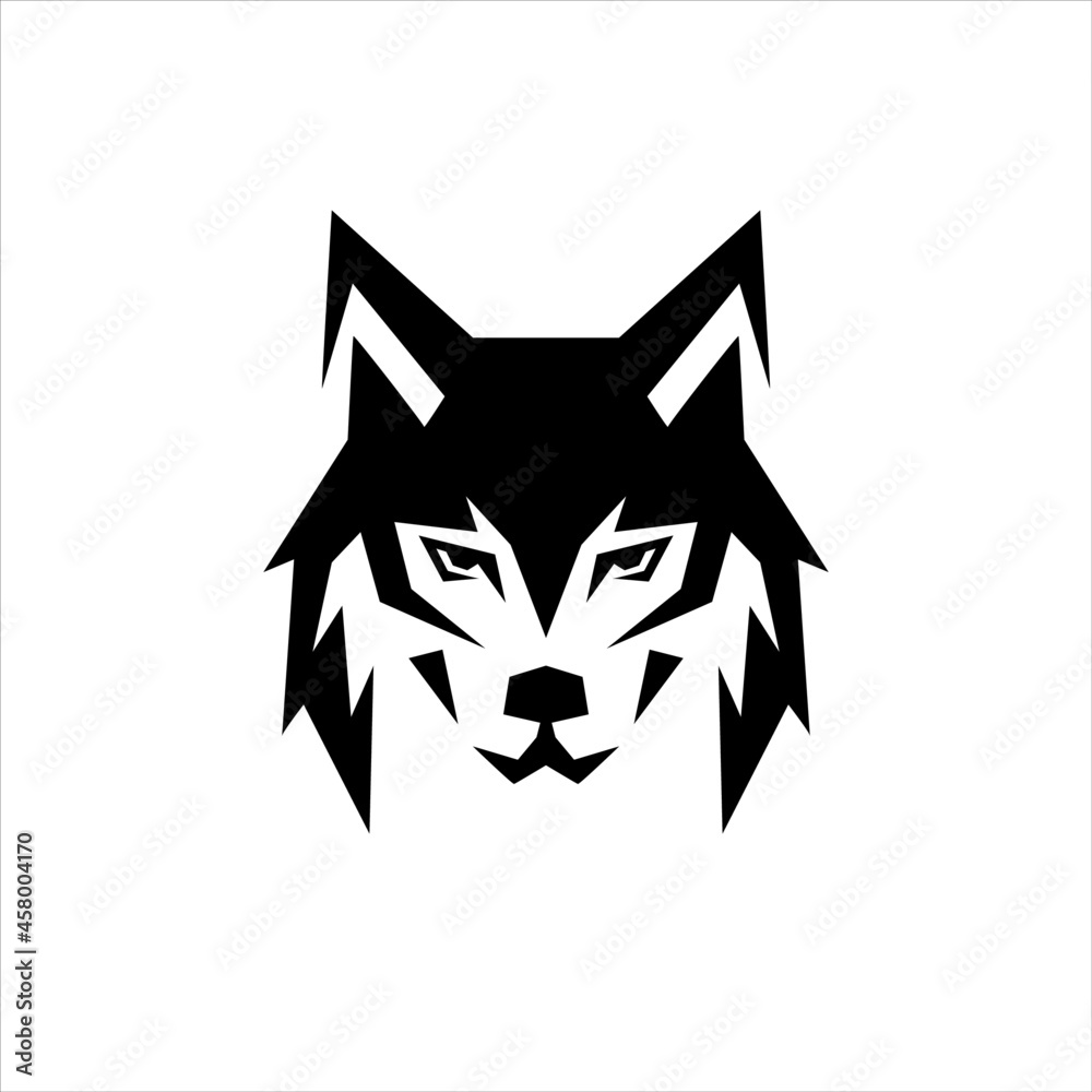 Wall mural Wolf dog head logo flat icon