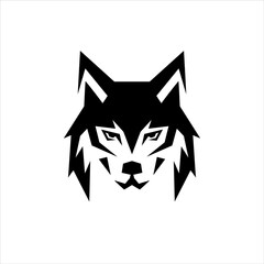 Wolf dog head logo flat icon