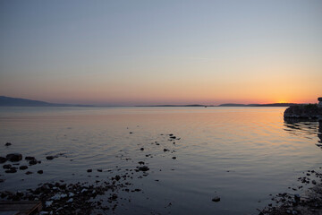 Serene sunset by the shoreline in golyazi bursa, turkey