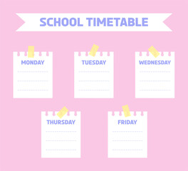 Cartoon back to school timetable template.
