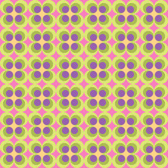 Geometric Round Seamless Pattern in Bright Colors and Retro Hippie Style. High quality pattern for textile, fabric, phone cases, wrapping paper, wallpaper and other surface designs