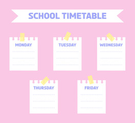 Cartoon back to school timetable template.