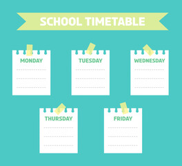 Cartoon back to school timetable template.