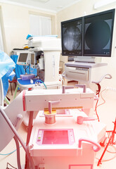 Surgical assistant equipment. Medical professional surgery specialist technology.