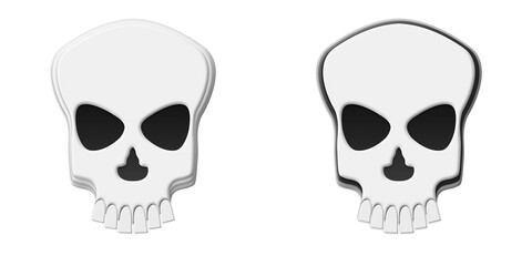 Death skulls, human skull icon for copy space 3D illustration